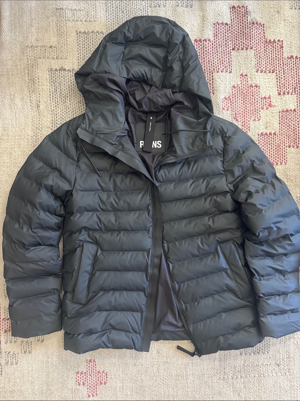 Rains waterproof Hooded Puffer Jacket - Black